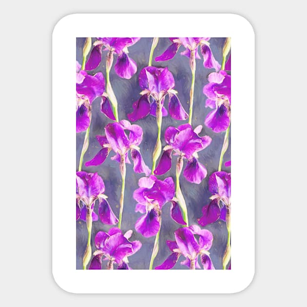 Simple Iris Pattern in Warm Magenta Sticker by micklyn